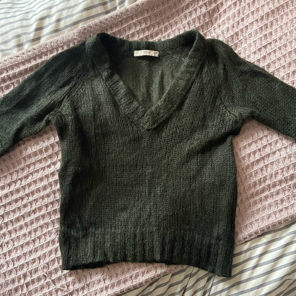Prada Dark Green V-Neck Sweater - original vintage